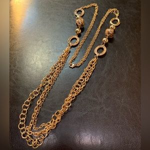 ❤️5 for $15 Snake Skin Accent Gold Tone Layered Fashion Chain Necklace